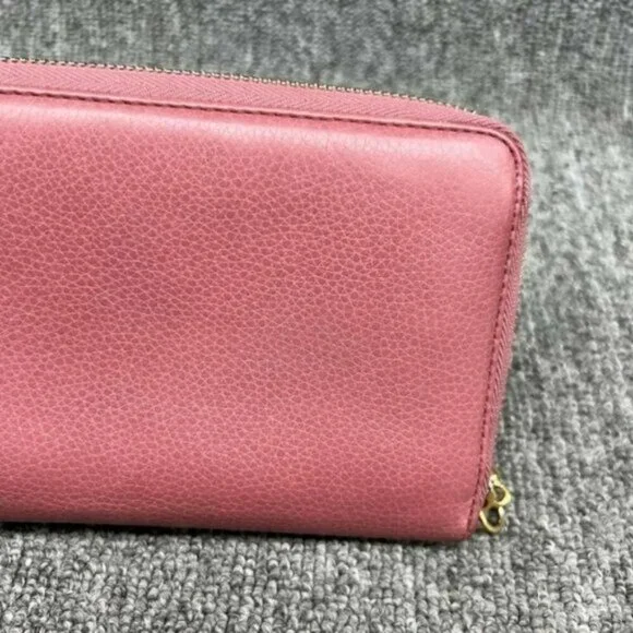 Authentic Gucci Soho Zip Around Wallet Pink Leather GG Logo Luxury - Picture 9 of 16
